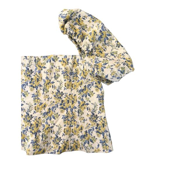 Lovers & Friends Yellow Floral Puff Sleeve Square Neck Cottagecore Romantic XL - Picture 8 of 9